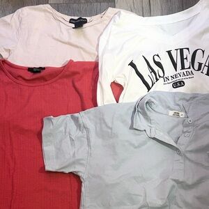 Forever 21, Streetwear society, Ardene Short Sleeve Tops - Red, White, Gray